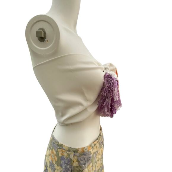 Vintage Dyed Fringe White Scarf - Picture 2 of 3